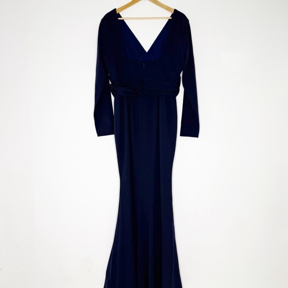 Dress The Population Carmen Gown Navy Long Sleeve Twist Slit Dress NWT Size XXL - Picture 2 of 9